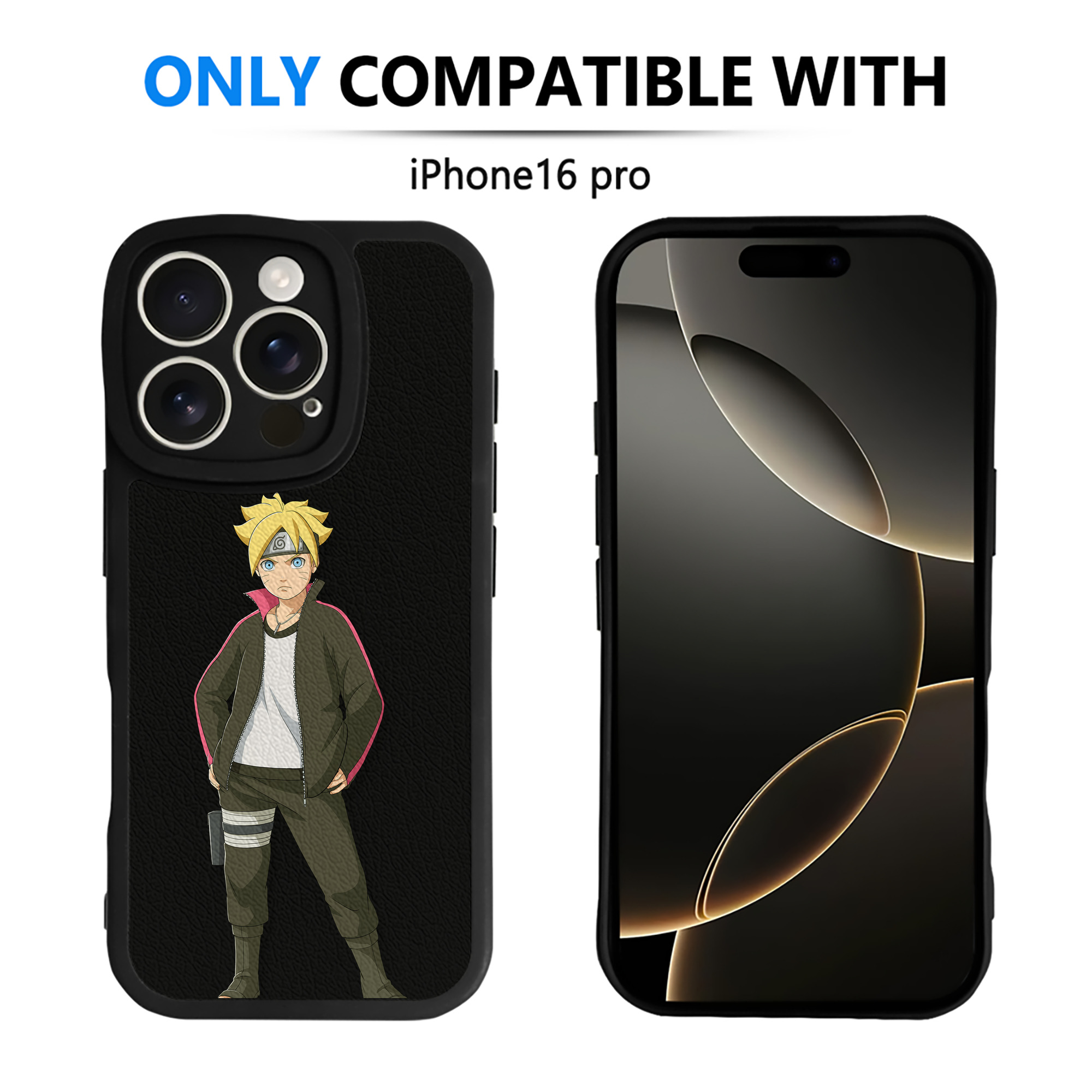 （画像用） NARUTO -ナルト- うずまき ボルト Uzumaki Boruto 【iPhone 16シリーズ対応】シリコンスマホケース（レザー調） 材質：シリコン
